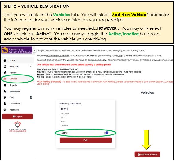 Step 2 Vehicle Registration